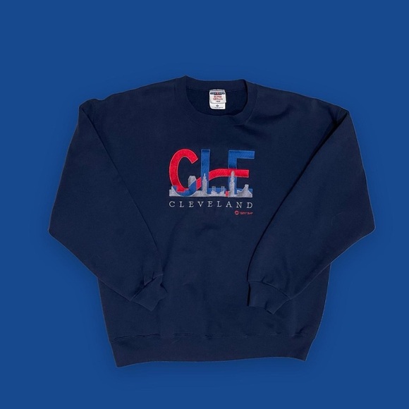 Vintage 1997 Cleveland Embroidered Sweater by Jerzees NWOT - Picture 1 of 4